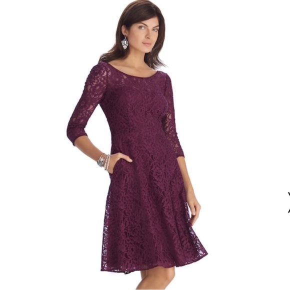 WHBM Lace Fit and Flare Dress - Picture 1 of 7